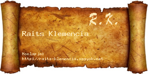 Raits Klemencia névjegykártya